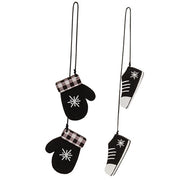 Buffalo Check Snowflake Mitten & Shoe Dangle Ornaments (Set of 2)