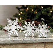 Distressed Chunky Wooden Snowflake Sitters (Set of 3)