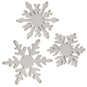 Distressed Chunky Wooden Snowflake Sitters (Set of 3)