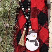 Black & White Bead Garland with Snowman