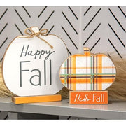 Hello Fall & Happy Fall Pumpkins on Base (Set of 2)