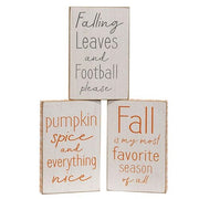 Fall is My Favorite Season Distressed Wooden Block  (3 Count Assortment)
