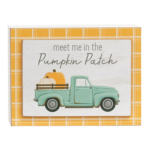Meet Me in the Pumpkin Patch Blue Pumpkin Truck Layered Box Sign