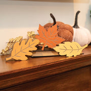 Carved Wooden Fall Leaves Sitters (Set of 3)