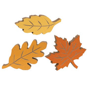 Carved Wooden Fall Leaves Sitters (Set of 3)