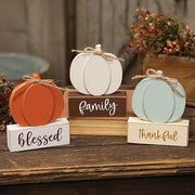 Thankful - Family - Blessed Pumpkin on Base  (3 Count Assortment)