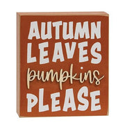 Autumn Leaves/Pumpkins Please Box Sign  (2 Count Assortment)