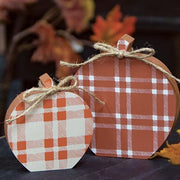 Plaid Wooden Apple Sitters (Set of 2)