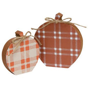 Plaid Wooden Apple Sitters (Set of 2)