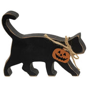 Black Cat Wooden Sitter With Jack Charm