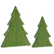 Distressed Green Wooden Christmas Tree Sitters (Set of 2)