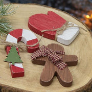 Candy Cane - Mitten - or Gingerbread Wooden Sitter  (3 Count Assortment)