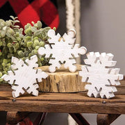 Distressed Wooden Snowflake Sitter  (3 Count Assortment)
