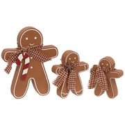 Festive Wooden Gingerbread Sitters (Set of 3)