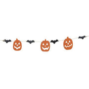 Wooden Jack O Lantern & Bat Garland