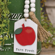 White Beaded "Farm Fresh" Apple Tag Garland