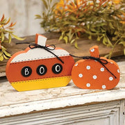 Candy Corn Boo & Polka Dot Pumpkin Sitters (Set of 2)