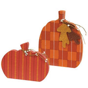 Autumn Leaves Plaid & Stripes Pumpkin Sitters (Set of 2)