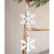 Distressed Beaded Wooden 6 Point Snowflake Hanger  (2 Count Assortment)