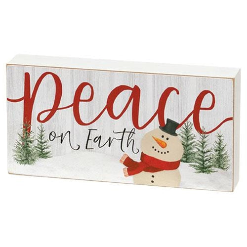 Peace On Earth Snowman Rectangle Box Sign