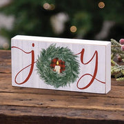 Joy Wreath Rectangle Box Sign