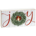 Joy Wreath Rectangle Box Sign