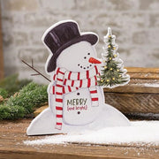 Merry and Bright Wooden Snowman Sitter