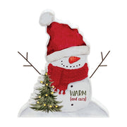 Warm and Cozy Wooden Snowman Sitter