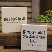 Say It In French Square Block  (2 Count Assortment)