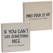 Say It In French Square Block  (2 Count Assortment)