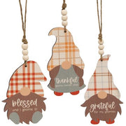 Thankful/Grateful/Blessed Gnome Ornament  (3 Count Assortment)