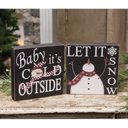 Baby It's Cold/Let It Snow Box Sign  (2 Count Assortment)