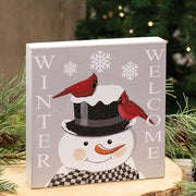 Welcome Winter Snowman & Cardinal Box Sign