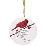 Grandma/Grandpa Round Cardinal Ornament  (2 Count Assortment)