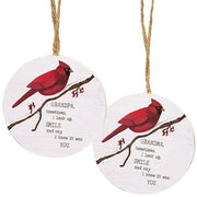 Grandma/Grandpa Round Cardinal Ornament  (2 Count Assortment)