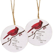 Daughter/Son Round Cardinal Ornament  (2 Count Assortment)