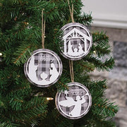 True Story Buffalo Check Round Silhouette Ornament  (3 Count Assortment)