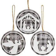 True Story Buffalo Check Round Silhouette Ornament  (3 Count Assortment)