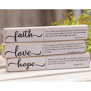 Faith - Hope - Love Bible Verse Mini Stick  (3 Count Assortment)