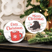 Cozy Christmas Round Easel Sign  (2 Count Assortment)