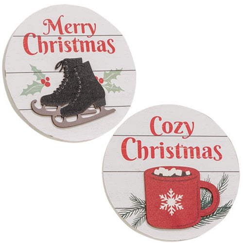 Cozy Christmas Round Easel Sign  (2 Count Assortment)