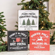 Barnwood Look Vintage Christmas Ad Box Sign  (3 Count Assortment)