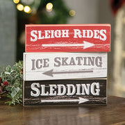 Distressed Wooden Sledding Block  (3 Count Assortment)