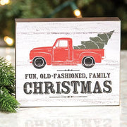 Old Fashioned Family Christmas Truck with Tree Box Sign