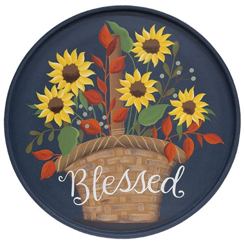Blessed Flower Basket Round Wooden Hanging Tray