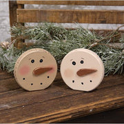 Distressed Wooden Blushing Snowman Sitter  (2 Count Assortment)