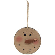 Distressed Wooden Blushing Snowman Ornament  (2 Count Assortment)