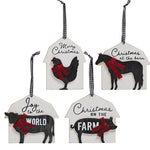 Farm Animal Barn Ornament  (4 Count Assortment)