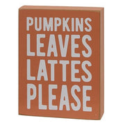 Pumpkins - Leaves Box Sign with Pumpkin Spice Chunky Sitter (Set of 2)