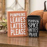 Pumpkins - Leaves Box Sign with Pumpkin Spice Chunky Sitter (Set of 2)